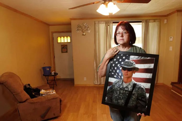 Terry Hardin is fighting foreclosure on her home in Delaware County. Her son, Kevin, died of battle injuries from Iraq. MICHAEL BRYANT / Staff