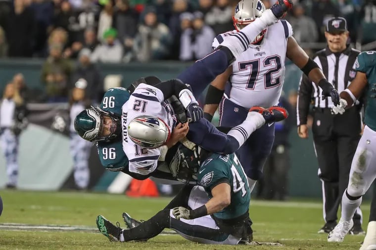 Barnett (96) reacquainted himself with Tom Brady when the Eagles hosted the Patriots last November.