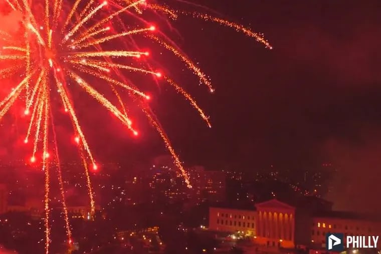 This is what the Parkway fireworks looked like from a drone.