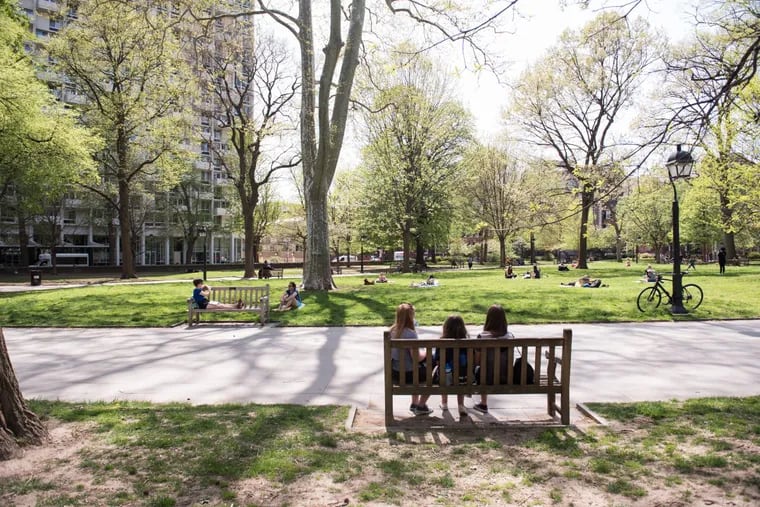 Don’t waste the lunch hour at your desk this spring. Rather, take in some fresh air at one of Philly’s many parks, such as Washington Square, pictured here.