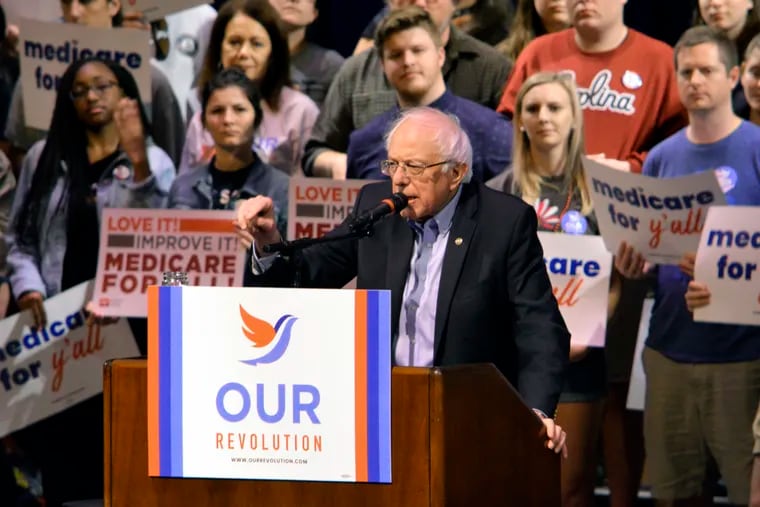 Vermont Sen. Bernie Sanders addresses supporters at a “Medicare for All” rally on Oct. 20, 2018, in Columbia, S.C.   (AP Photo/Meg Kinnard).