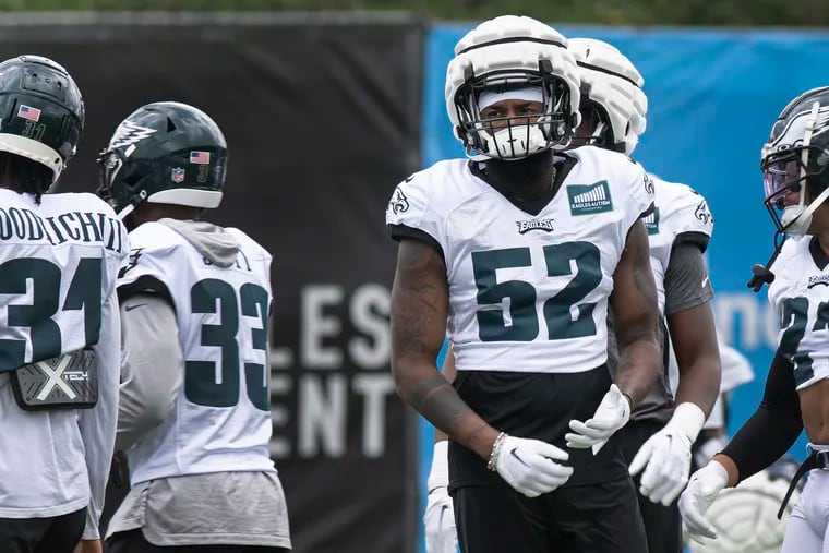 New Eagles linebacker Zach Cunningham during training camp on Tuesday at the NovaCare Complex.