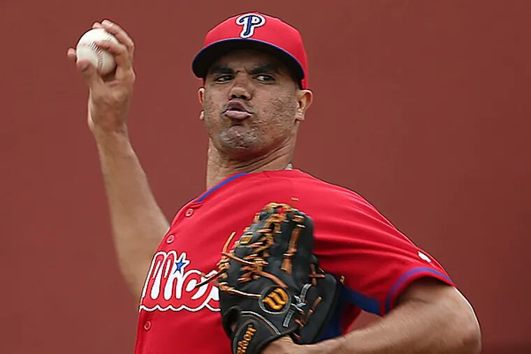 Phillies right-handed pitcher Miguel Alfredo Gonzalez. (David Maialetti/Staff Photographer)