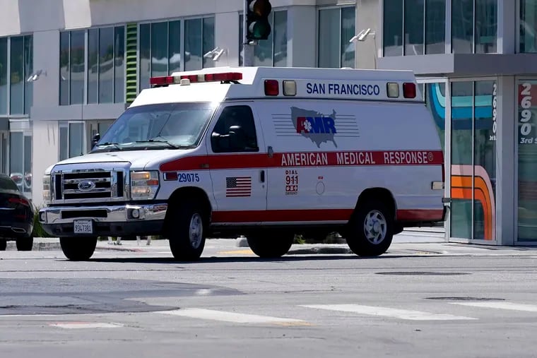 An American Medical Response vehicle in San Francisco.