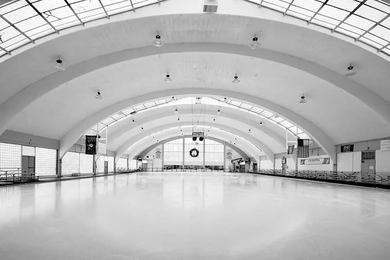 The parabolic roof still arches high decades later at the Philadelphia Skating Club & Humane Society in Ardmore.