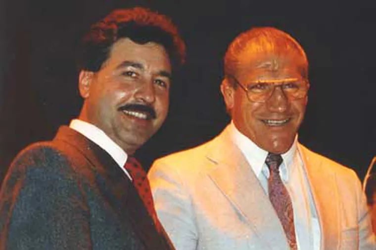 Legendary wrestler Bruno Sammartino, right, with Dino Sanna, will be inducted into the World Wide Wrestling Alliance Hall of Fame.
