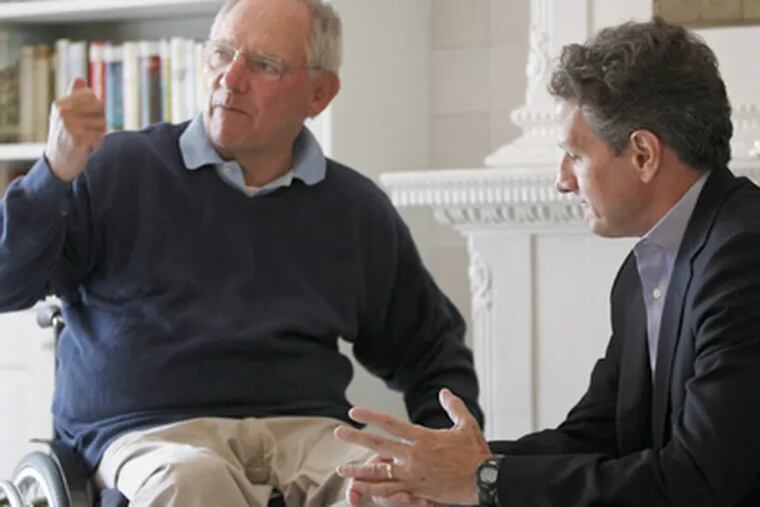 German Finance Minister Wolfgang Schaeuble met with U.S. Treasury Secretary Timothy Geithner.