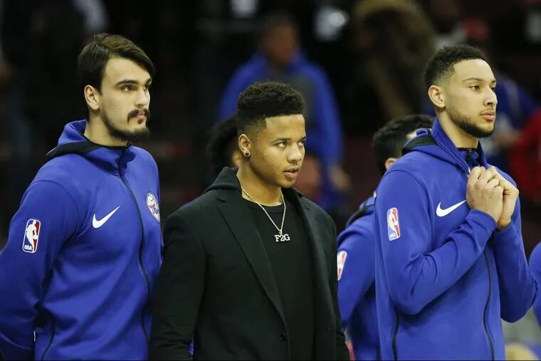 Plenty of Sixers will have to step up, including (from left) Dario Saric, Markelle Fultz, and Ben Simmons.