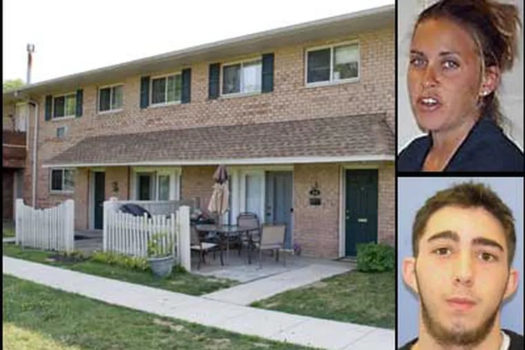 Police say Stephen M. Shappell, bottom right, and Morgan Mengel, top right, plotted to kill her husband, Kevin Mengel Jr.  The Mengel's lived at this apartment.  (Clem Murray / Staff Photographer)