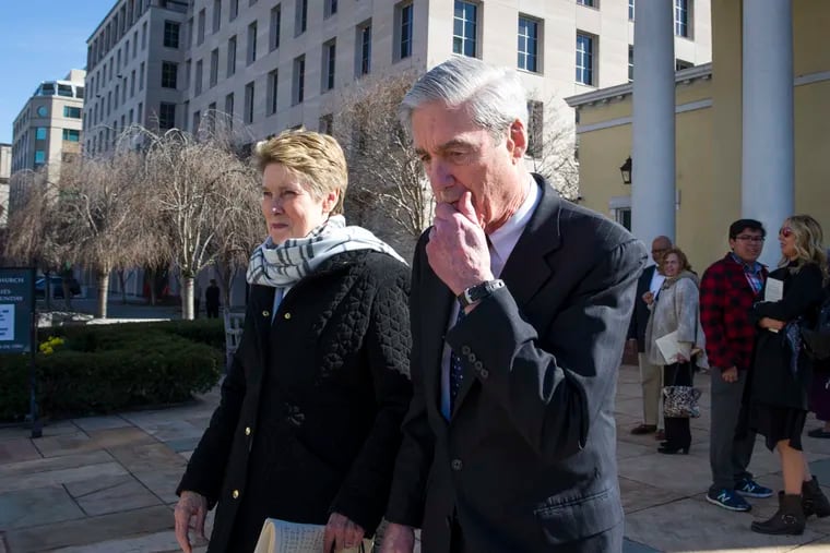 Special Counsel Robert Mueller, and his wife Ann, depart St. John's Episcopal Church, across from the White House, in Washington March 24, 2019. The release of the special counsel’s findings in the Russia probe has swiftly reshaped the 2020 presidential campaign.