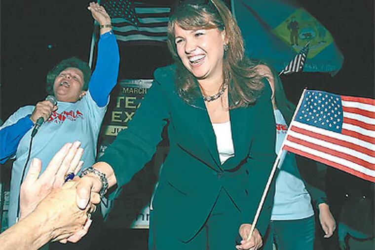 Senatorial candidate Christine O'Donnell pulled off an upset over longtime politician Mike Castle in the Delaware primary. (Stephen M. Falk / Staff Photographer)