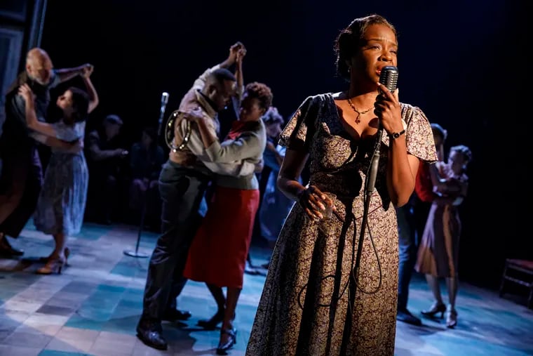 Jeannette Bayardelle and the company of Girl from the North Country, written and directed by Conor McPherson, with music and lyrics by Bob Dylan, running at The Public Theater.