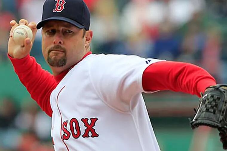 Boston's Tim Wakefield is the first of two knuckleballers the Phillies could face this week. (AP Photo/Charles Krupa)