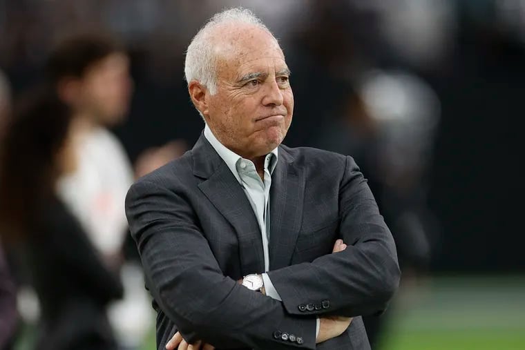 Eagles Chairman and Chief Executive Officer Jeffrey Lurie before the Eagles played Las Vegas Raiders on Sunday, October 24, 2021 in Las Vegas.