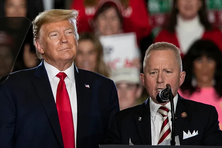 New Jersey Rep. Jeff Van Drew with President Donald Trump at rally in Wildwood on Jan. 28, 2020, after Van Drew, a longtime Democrat, defected to the Republican Party.