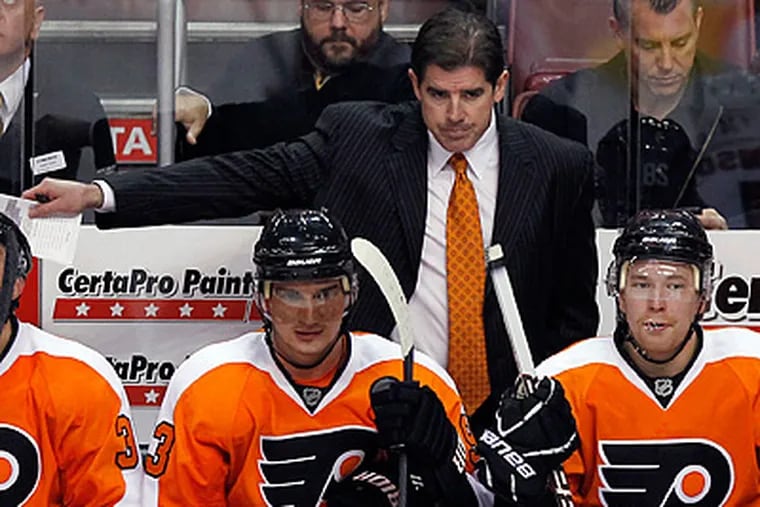 Peter Laviolette replaced John Stevens as the Flyers' head coach exactly one year ago. (Yong Kim / Staff Photographer)