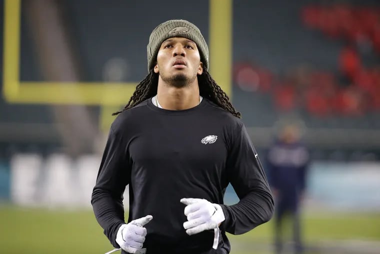 The Eagles will continue to play without cornerback Sidney Jones (above) and wide receiver Mike Wallace, both of whom are inactive for Sunday’s postseason game against the New Orleans Saints even though their practice participation increased during the week.