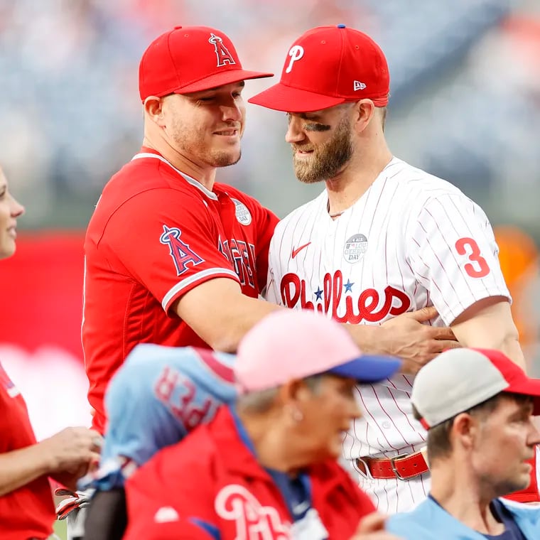 Bryce Harper, right, and Mike Trout got called up to the majors to stay on the same day in 2012. They have been generational stars in the sport since.