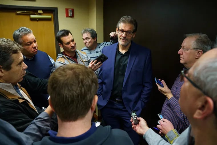 Ron Hextall dissects his tenure in an informal interview session on Friday.