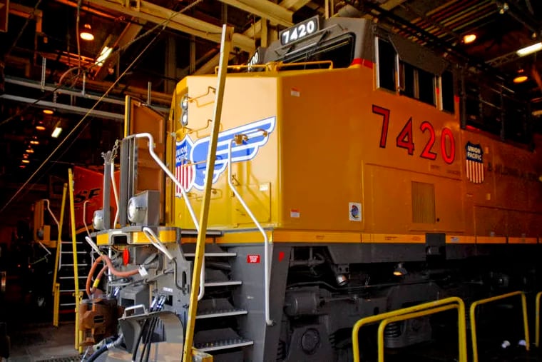 Assembly of GE Transportation locomotive at plant in Erie, Pa.