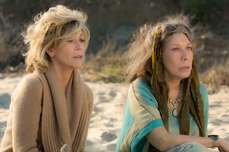 Jane Fonda (left) and Lily Tomlin star in the Netflix comedy &quot;Grace and Frankie.&quot;