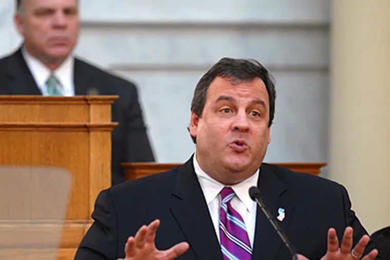 Gov. Christie delivers his budget address on Tuesday. ( Tom Gralish / Staff Photographer )
