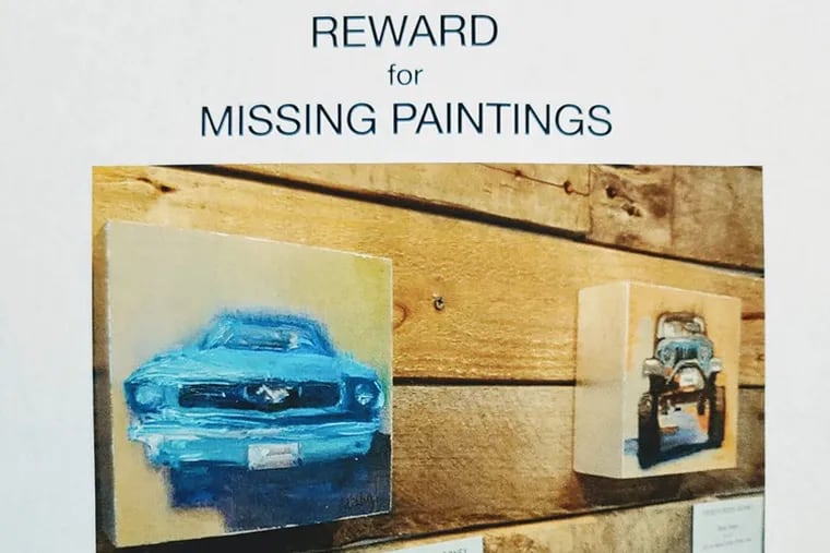 Abyss Coffee in Ambler is offering a reward for the missing paintings by artist Theresa Rooney.