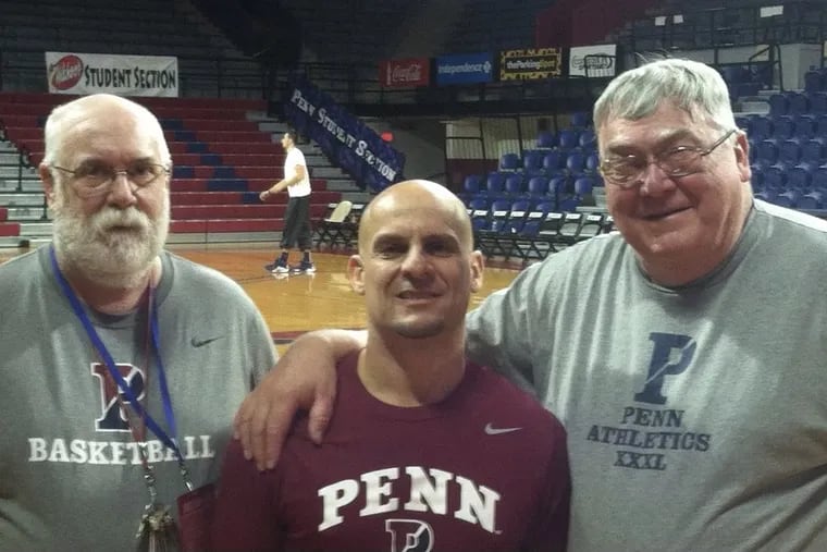John Borraccini (center) with Jack Wilson (left), who is now an equipment manager at La Salle, and Dan Harrell.