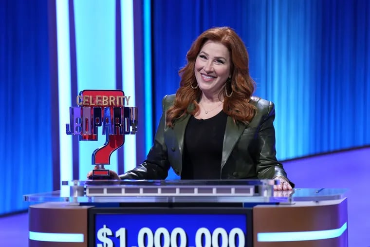 Lisa Ann Walter is pictured with her "Celebrity Jeopardy!" championship trophy.