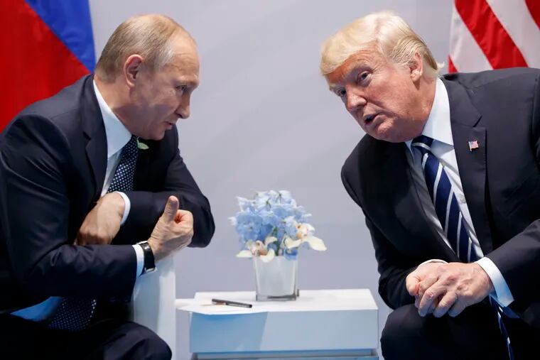 FILE – In this Friday, July 7, 2017, file photo U.S. President Donald Trump meets with Russian President Vladimir Putin at the G-20 Summit in Hamburg. The Kremlin and the White House have announced Thursday June 28, 2018, that a summit between Russian President Vladimir Putin and U.S. President Donald Trump will take place in Helsinki, Finland, on July 16. (AP Photo/Evan Vucci, FILE)