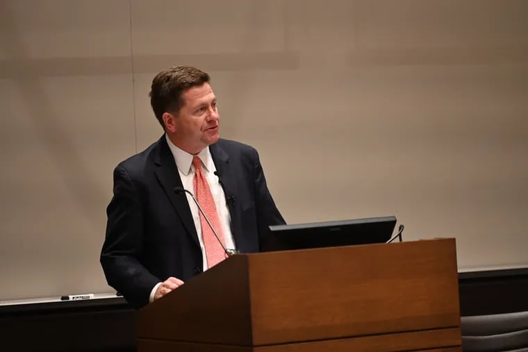 Walter "Jay" Clayton, commissioner at the SEC, speaking Thursday at Penn.