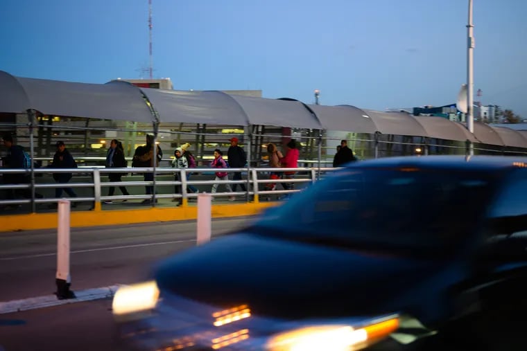 Pedestrians and cars head into the United States from Ciudad Juarez, Chihuahua, Mexico, via the Paso del Norte International Bridge in January.