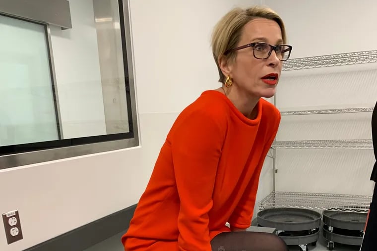 Emma Walmsley, CEO of GlaxoSmithKline, visits a newly updated company drug plant in Upper Merion Township in 2019