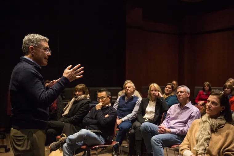 Dr. Michael Baime, founder and director of the Penn Program for Mindfulness, teaches an introduction to meditation workshop in Radnor. (Emily Cohen/for The Inquirer)