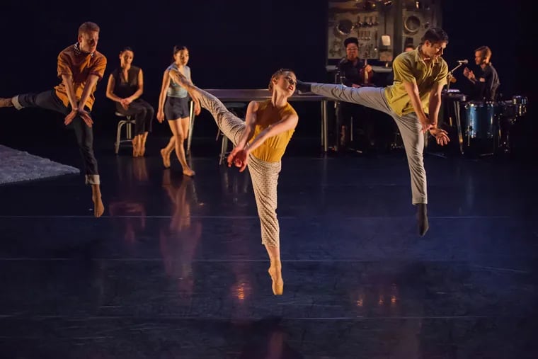 BalletX dancers (from left) Daniel Mayo, Caili Quan, Andrea Yorita, Chloe Perkes, Zachary Kapeluck in Penny Saunders' "Rock-a-Bye.