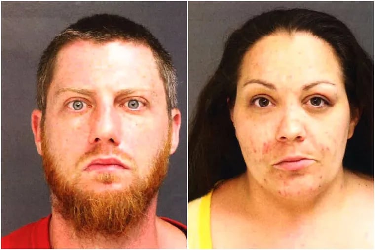 Sean Dolhancryk, 32, at left, and Sandra Dicianno, 31, at right, face possession of a controlled substance, endangering the welfare of children, and related charges for allegedly overdosing on heroin together while their children, ages 1 and 4, were at their Upper Darby home.