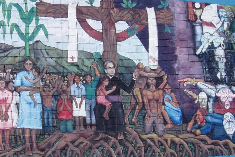 Archbishop Oscar Romero, depicted in a mural in San Salvador, El Salvador, near the site of his 1980 assassination, is to be beatified in May.