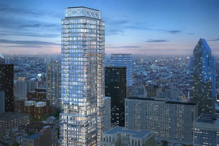 Artist's rendering of Southern Land Co.'s residential high-rise planned for 1911 Walnut St.