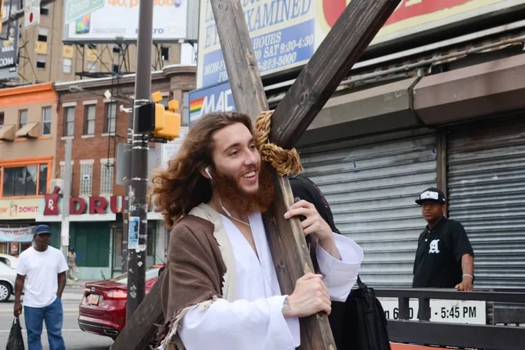 Philly Jesus knows some people must think he is crazy but it doesn't bother him because "It's all about Jesus."  (Andrew Thayer / Staff Photographer)