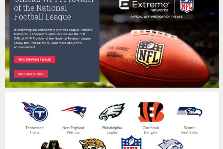 The sports-applications page for Extreme Networks, headed by Willow Grove native Charles W. Berger.