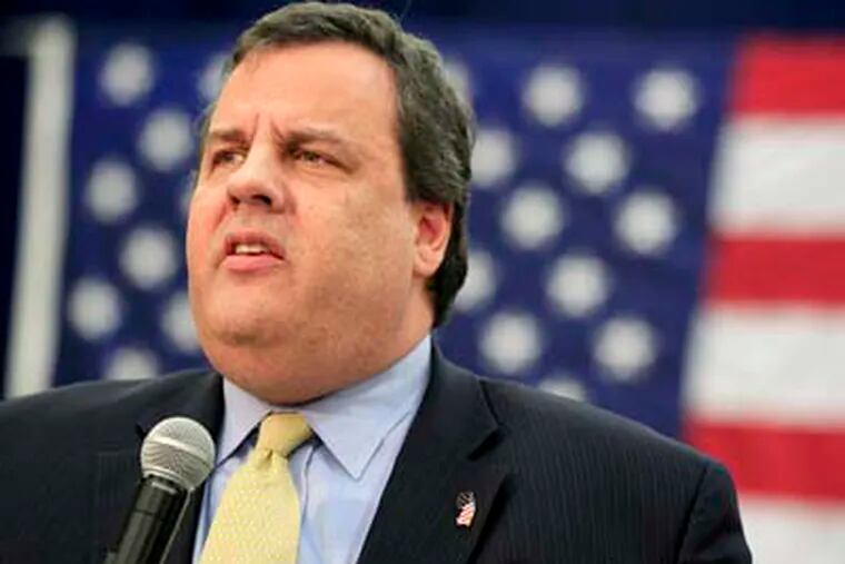 FILE - In this March 29, 2012 photo, New Jersey Gov. Chris Christie speaks in Manchester, N.J.  (AP Photo/Mel Evans, File)