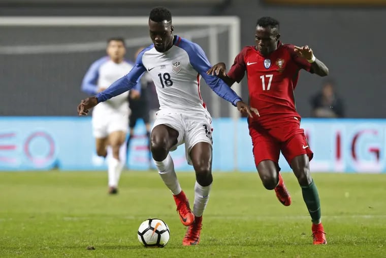 Philadelphia Union striker C.J. Sapong won praise for his play in the United States men’s national soccer team’s 1-1 tie at Portugal in November. Sapong assisted on the U.S. goal.