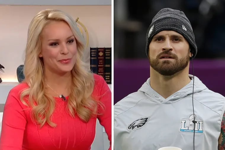 Fox News contributor Britt McHenry (left) regrets criticizing Eagles defender Chris Long for donating his base salary to charity.