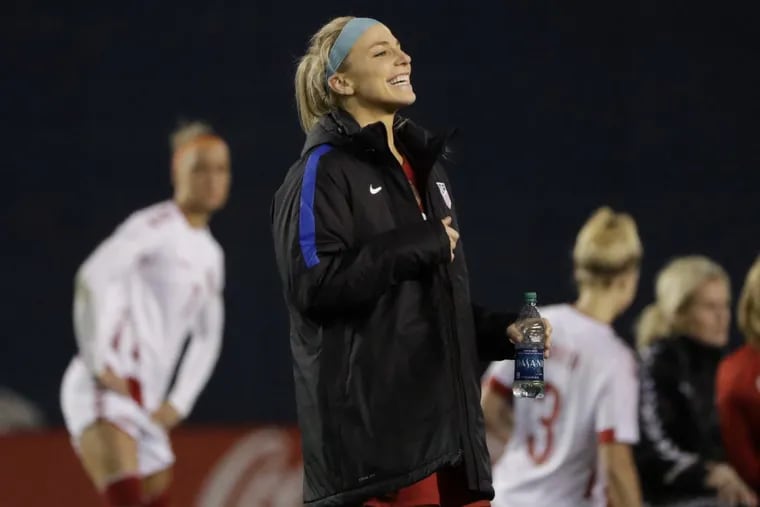 Julie Ertz is out of the United States women’s national soccer team’s April games against Mexico due to a knee injury she suffered during the SheBelieves Cup game against Germany.