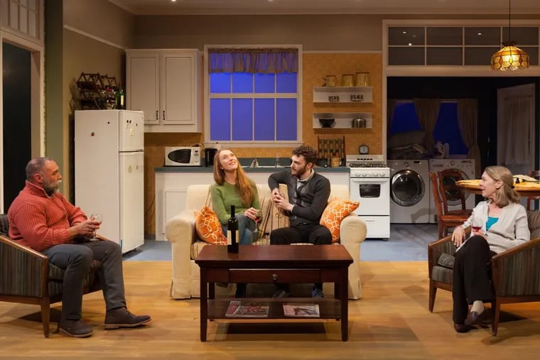 Andrew  Criss, Amy  Frear,  Liam  Mulshine, and Nancy  Boykin in “Our  Few  and  Evil  Days,” through May 13 at Inis Nua Theatre Company.