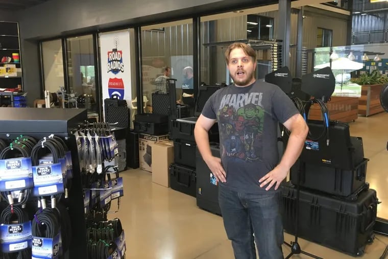Roadies setting up a new show at the Rock Lititz rehearsal hall can just &quot;run across the street&quot; to get gaffer tape, equipment cases, and cables at Tour Supply Inc. &quot;Sure beats shipping 'em the stuff overnight,&quot; said Jesse Martin.