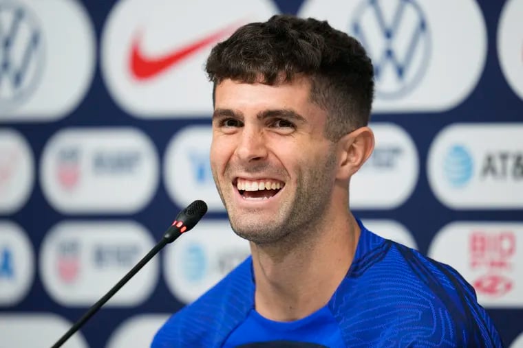 Christian Pulisic of the United States attends a press conference before a training session at Al-Gharafa SC Stadium, in Doha.