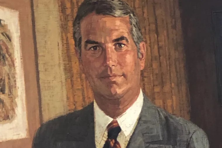 This portrait shows Mr. Gallagher as an executive at Industrial Valley Bank and hangs now in his home in Naples, Fla.