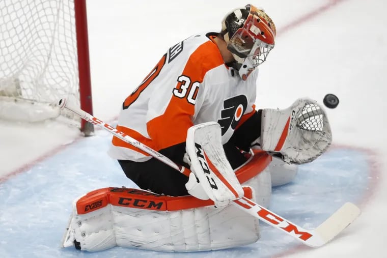 Flyers goalie Michal Neuvirth left Wednesday’s game early.