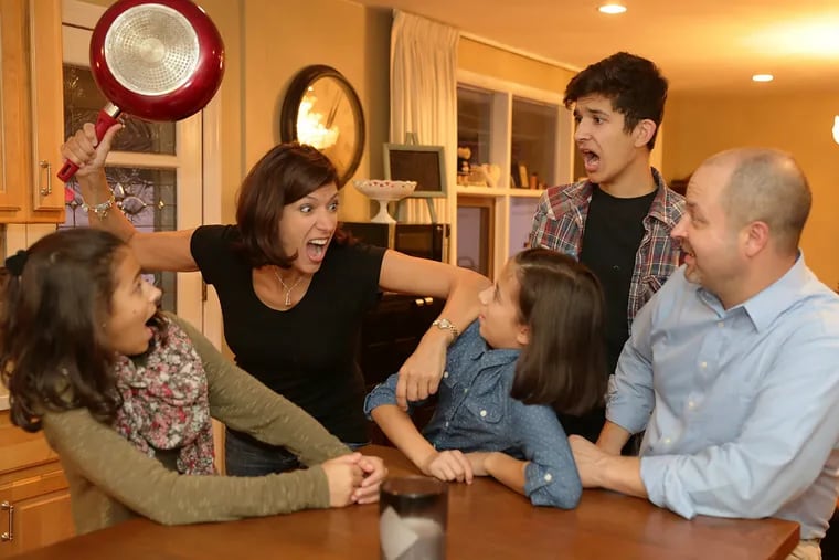 Reenacting home life is stand-up comedian Dena Blizzard of Moorestown, who gets her material from husband Jim, and kids Brooke, Dean and Jacqueline.